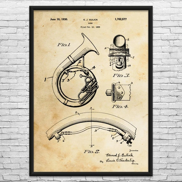 Marching Tuba Patent Wall Art