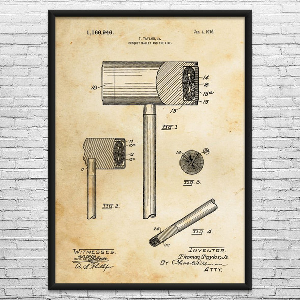 Croquet Mallet Patent Wall Art