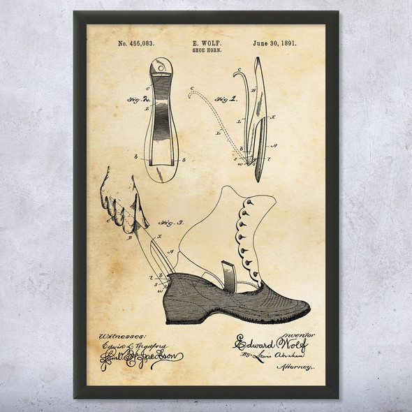 Shoe Horn Patent Wall Art