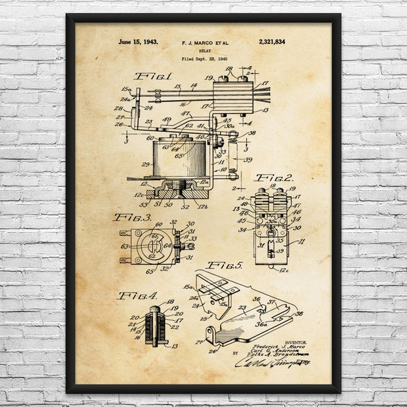 Pinball Relay Patent Wall Art