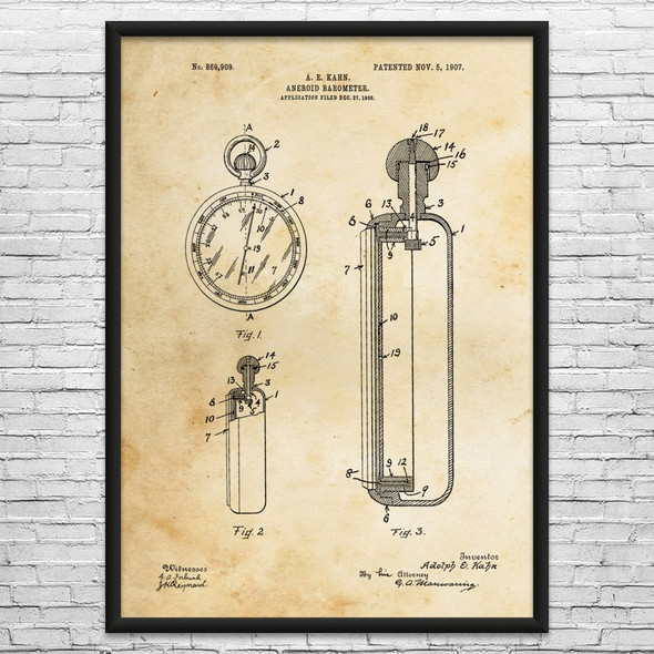 Aneroid Barometer Patent Wall Art