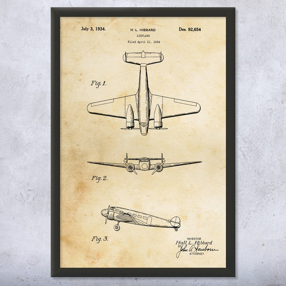 Electra 10E Airplane Patent Wall Art