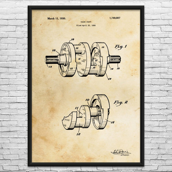 Crank Shaft Patent Wall Art