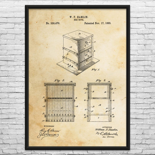 Langstroth Beehive Patent Wall Art