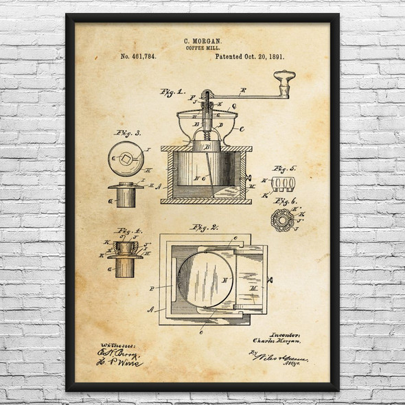 Coffee Grinder Patent Wall Art