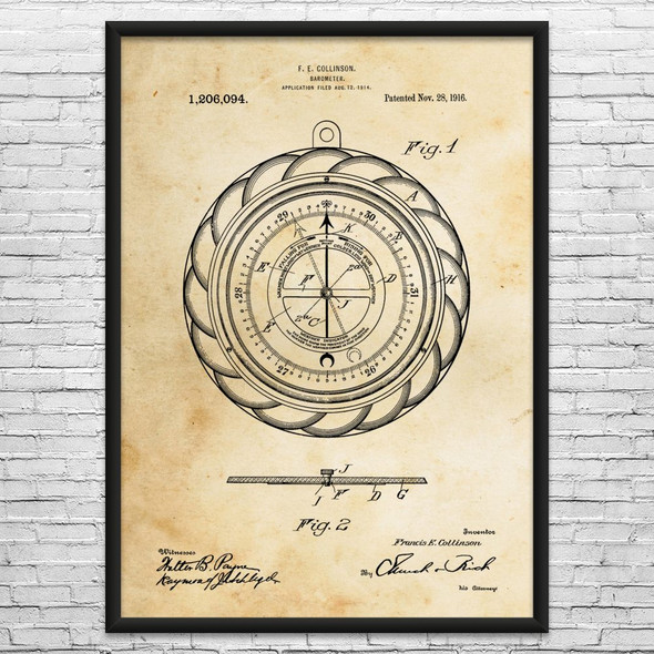 Barometer Guage Patent Wall Art