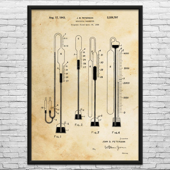 Mercurial Barometer Patent Wall Art