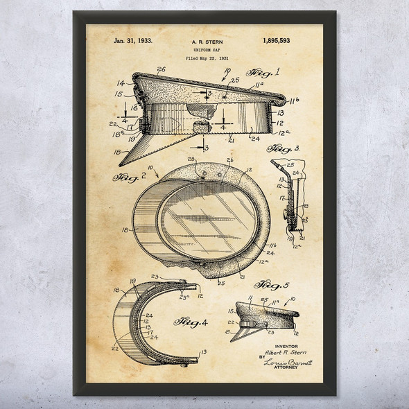 Policemans Cap Patent Wall Art