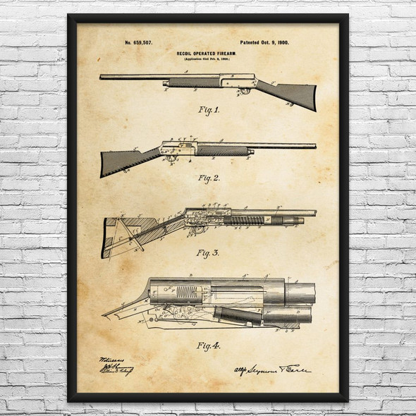 Auto 5 Shotgun Patent Wall Art