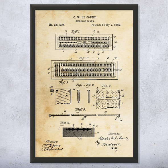 Cribbage Board Patent Wall Art