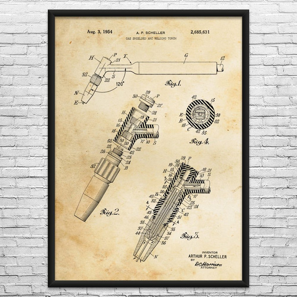 Arc Welding Torch Patent Wall Art