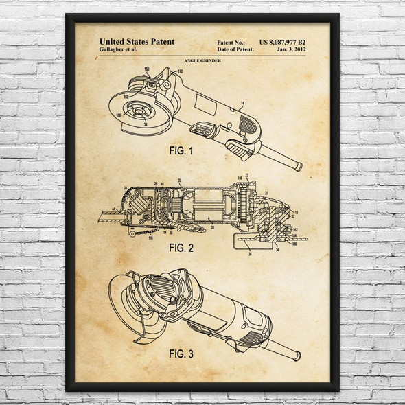 Angle Grinder Patent Wall Art