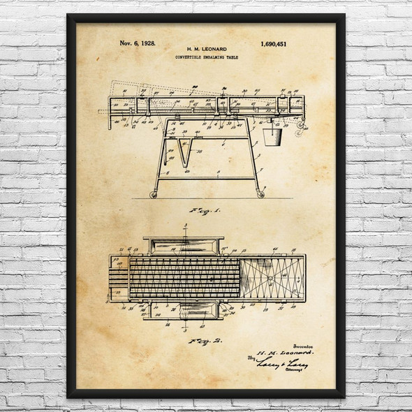 Embalming Table Patent Wall Art