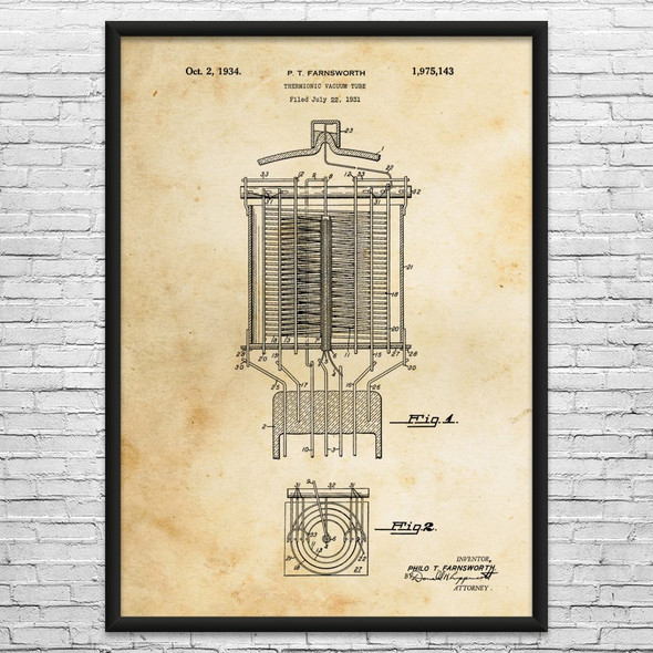 Farnsworth Vacuum Tube Patent Wall Art