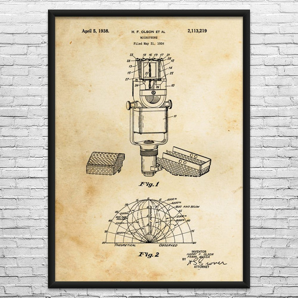 Studio Ribbon Microphone Patent Wall Art