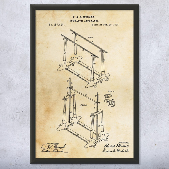 Gymnastics Parallel Bar Patent Wall Art