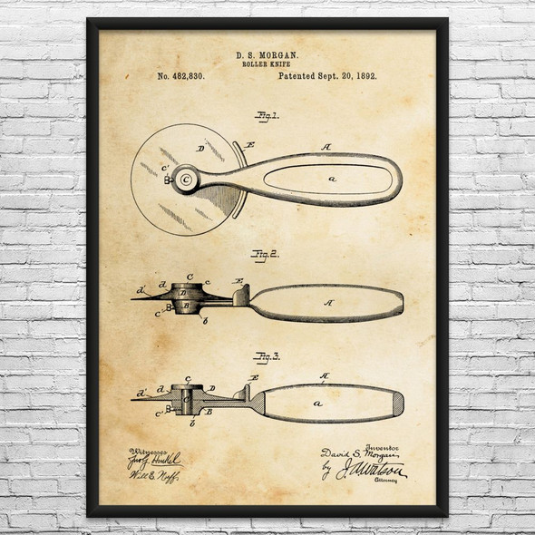 Pizza Slicer Patent Wall Art