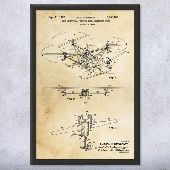 Quadcopter Drone Patent Wall Art