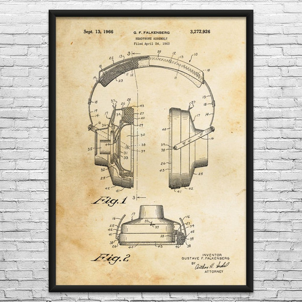 Headphones Patent Wall Art