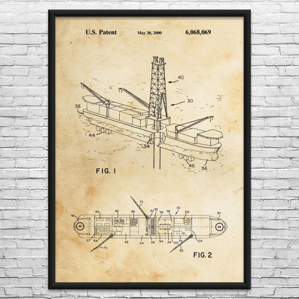 Offshore Drilling Rig Patent Wall Art