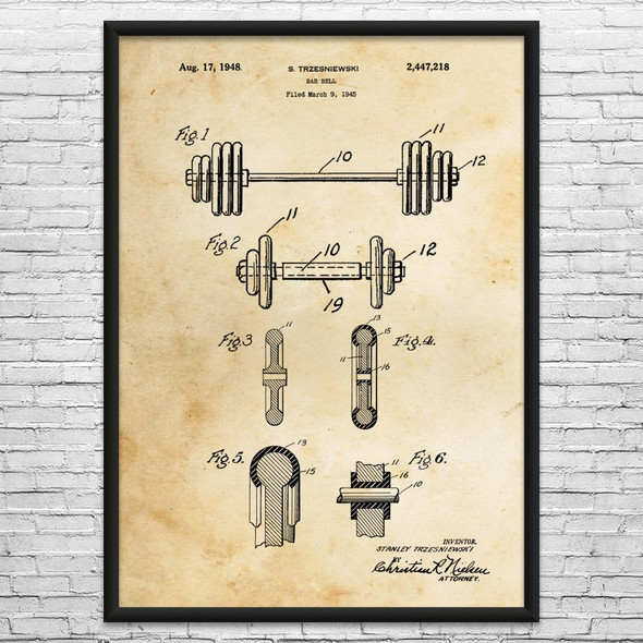 Bar Bell Patent Wall Art