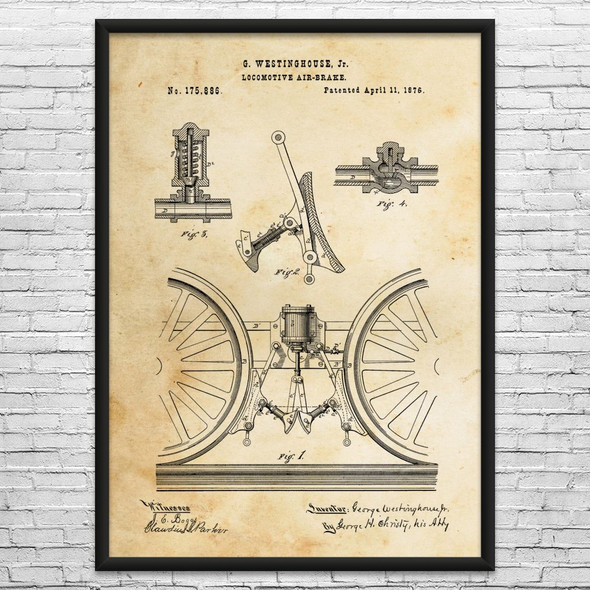 Locomotive Air Brake Patent Wall Art