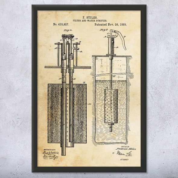 Water Filter Purifier Patent Wall Art