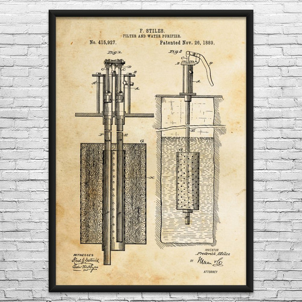 Water Filter Purifier Patent Wall Art