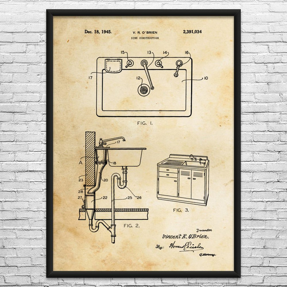 Kitchen Sink Patent Wall Art
