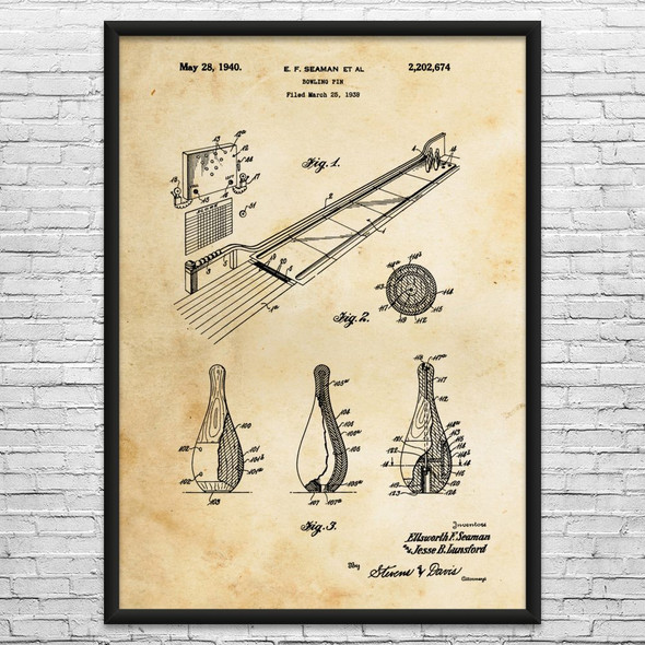 Bowling Lane Patent Wall Art