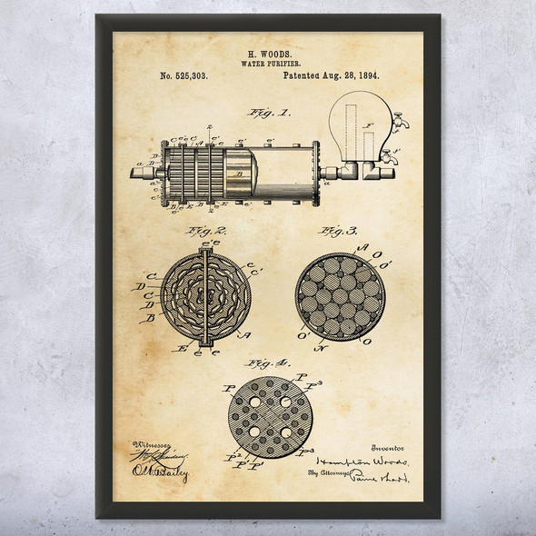 Water Purifier Patent Wall Art