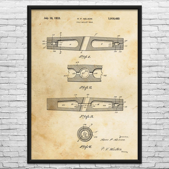 Polo Mallet Head Patent Wall Art
