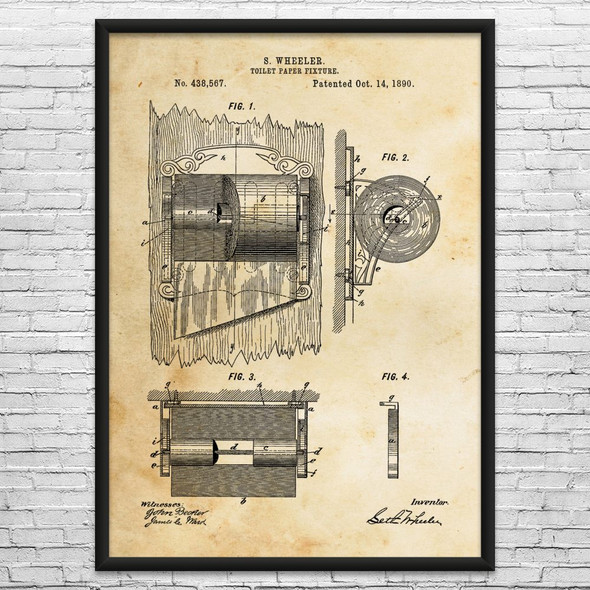 1890 Toilet Paper Fixture Patent Wall Art