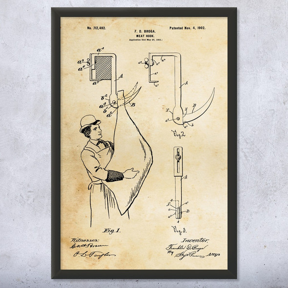 Meat Hook Patent Wall Art