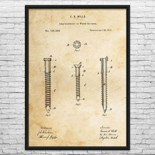Wood Screw Patent Wall Art