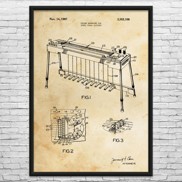 Steel Guitar Patent Wall Art
