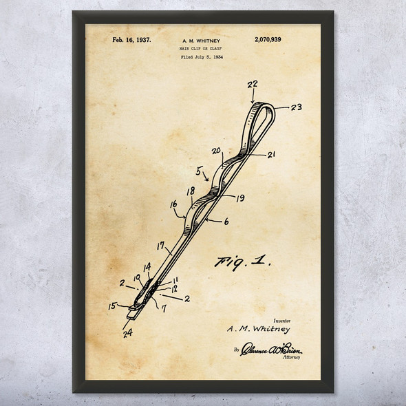 Bobby Pin Patent Wall Art