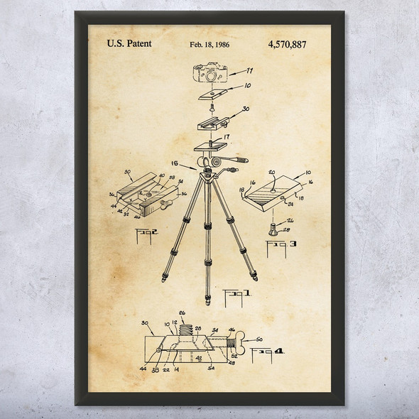 Tripod Camera Connector Patent Wall Art