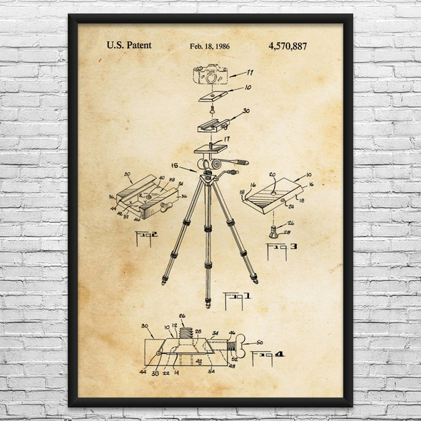 Tripod Camera Connector Patent Wall Art