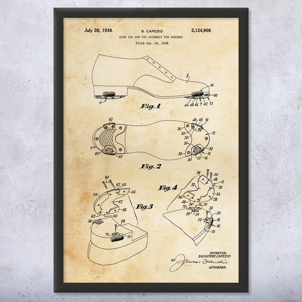 Tap Dancing Shoe Patent Wall Art
