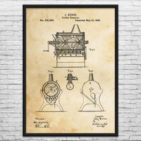 Burns Coffee Roaster Patent Wall Art