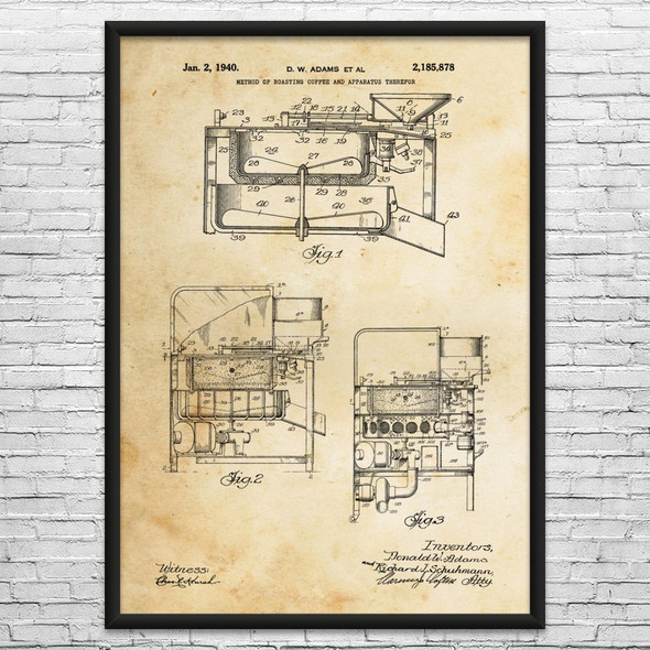 Pan Coffee Roaster Patent Wall Art