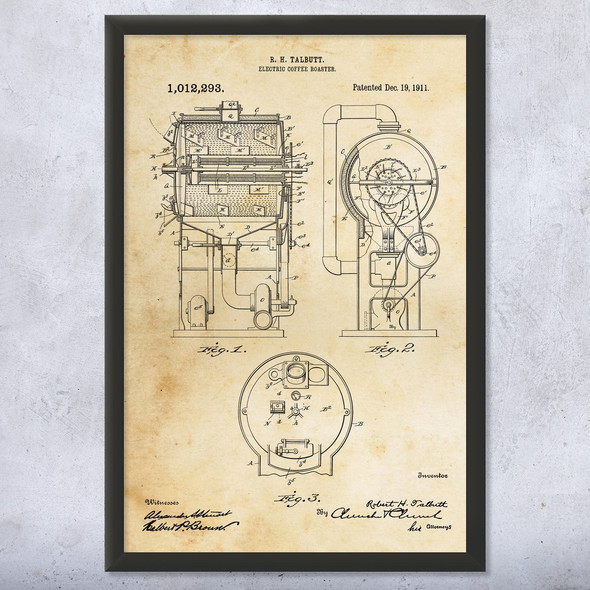 Drum Coffee Roaster Patent Wall Art