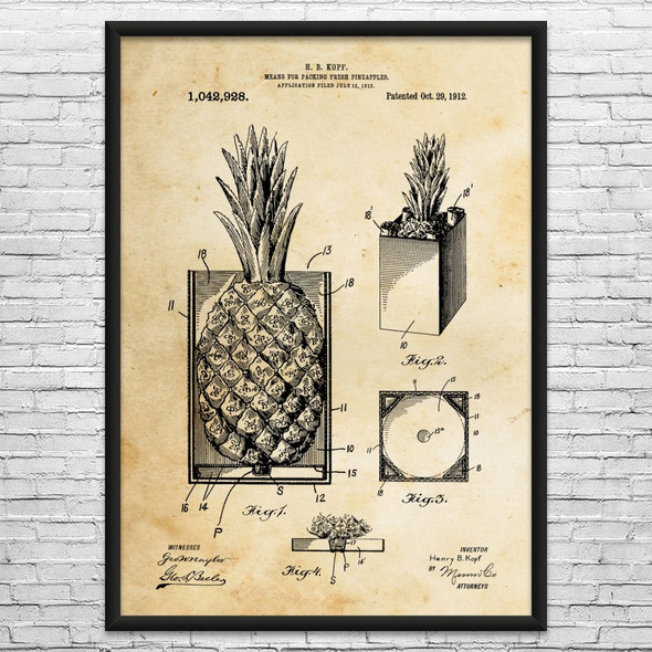 Pineapple Crate Patent Wall Art
