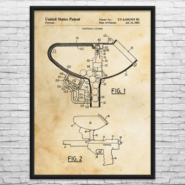 Paintball Loader Patent Wall Art