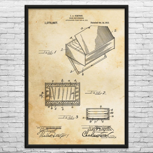 Humidor Cigar Box Patent Wall Art