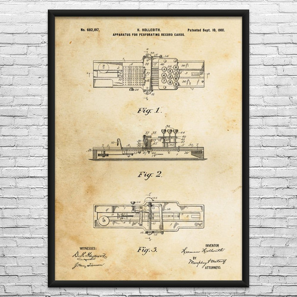 Hollerith Card Puncher Patent Wall Art