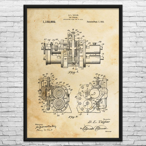 Gas Turbine Patent Wall Art