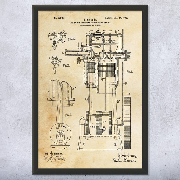 Gas ICE Engine Patent Wall Art