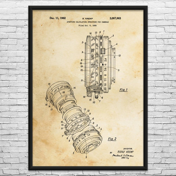 Camera Lens Patent Wall Art